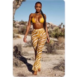Matte Collection Silas 3 Piece Pants Set - Mustard Zebra